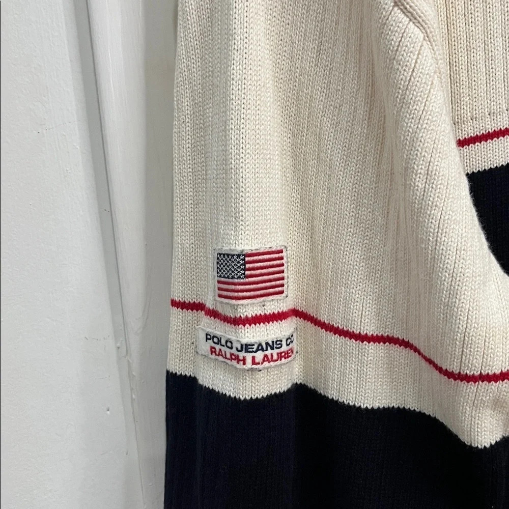 Vtg. 90s Polo Ralph Lauren Men’s Sweater USA Flag Patch XXL